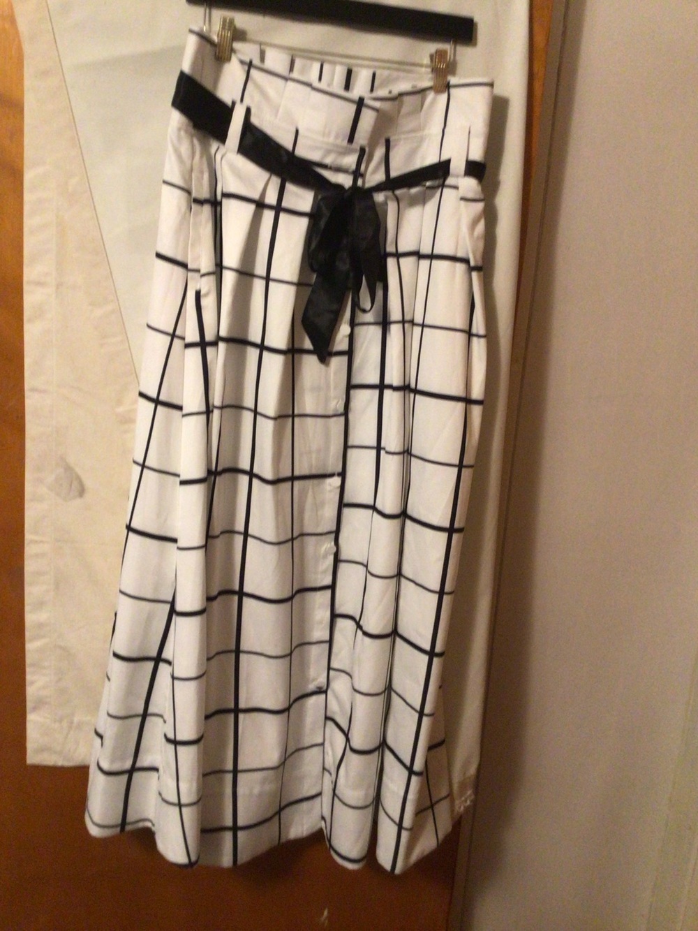 GARCIA paper bag waist modest ,preppy,midi skirt with tie at waist SZ L